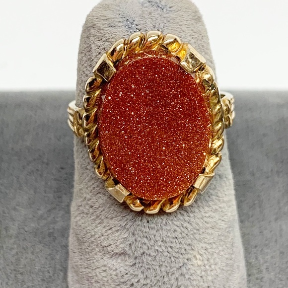Vintage Jewelry - 10K GF vintage sparkling orange stone ring